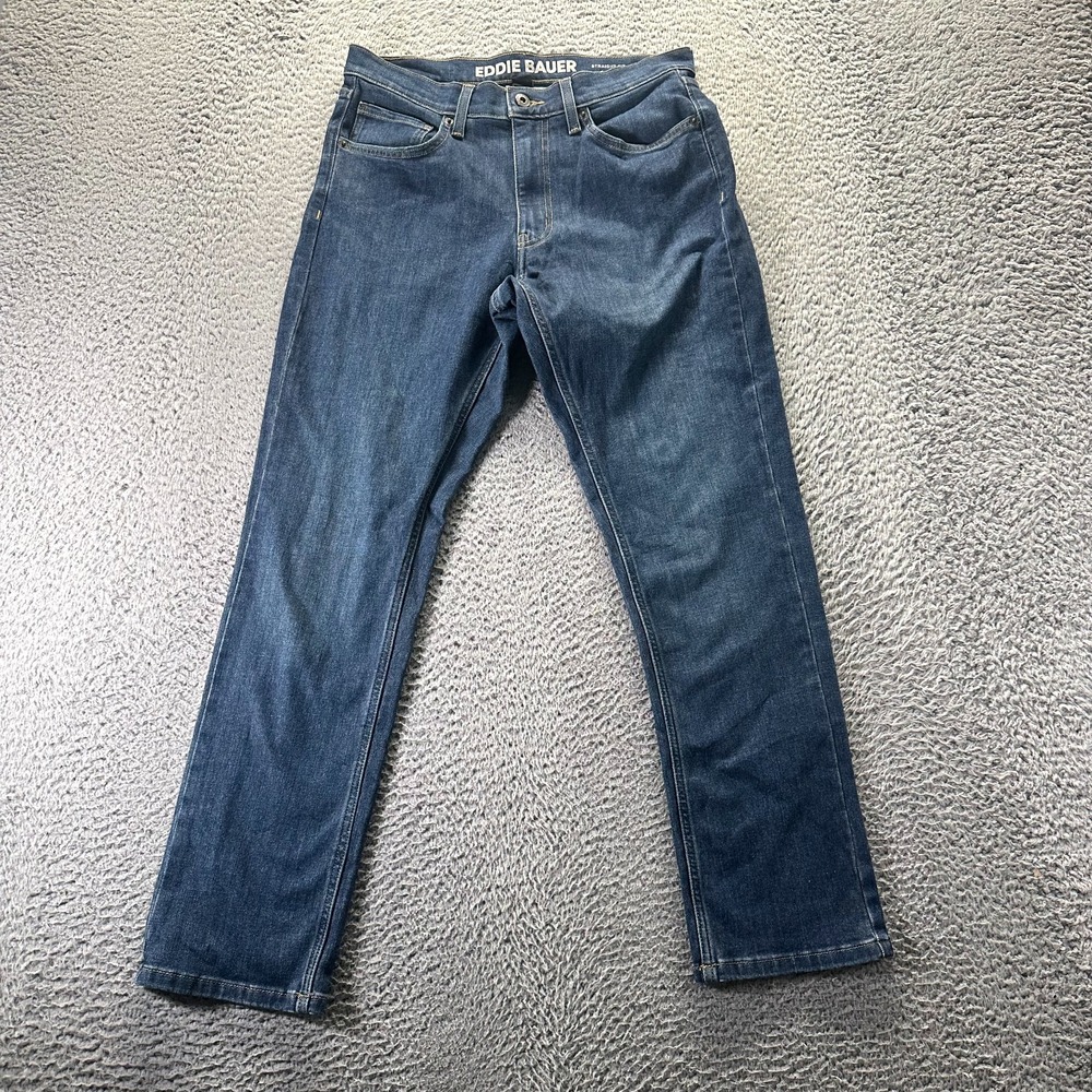 Eddie Bauer Jeans Mens 30x30 Blue Cotton Denim Straight Workwear Faded Travel